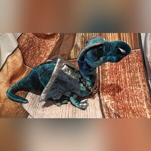 Douglas Dragon Plush Toy-Teal Green Silver Wings W/ *Bonus* Matching Necklace